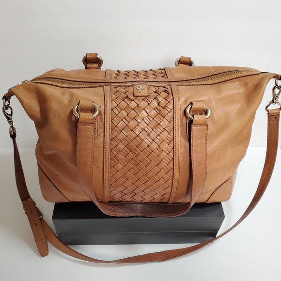 Cole Haan Bag Satchel with center Heritage Weave Tan Leather - Picture 2 of 16